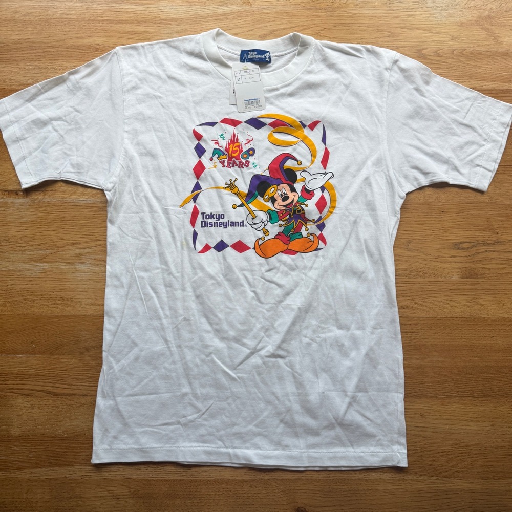 Vintage Tokyo Disneyland 15th Anniversary Mickey Mouse T-Shirt White Large NWT